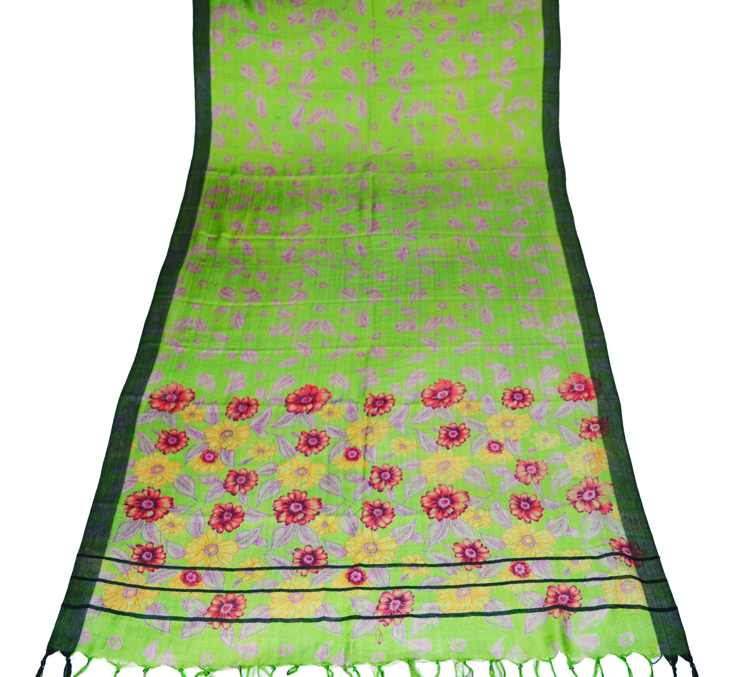 Indian Vintage Pastel Green Long Stole Pure Woolen Scarf Dupatta Infinity Scarves Printed Warm Fabric Veil Woman Hijab Shawl