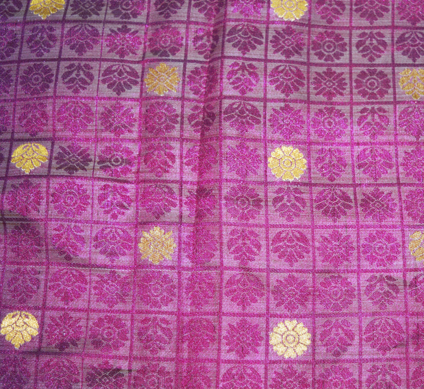 Indian Vintage Green & Purple Sarees Organza Woven Indian Sari Fabric 6Yard Sewing Ethnic Golden Zari Floral