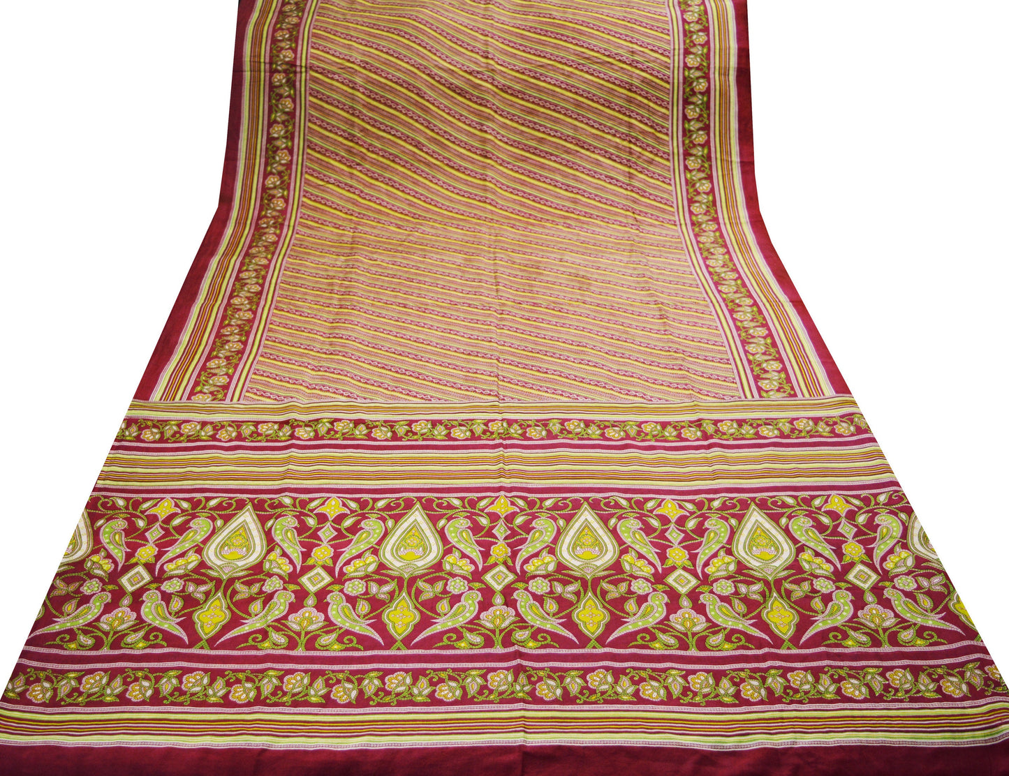 Indian Vintage Sari Pink Pure Silk Bandhani Printed Sarees Fabric 6yd Sewing Craft Fabric DressMaking Soft