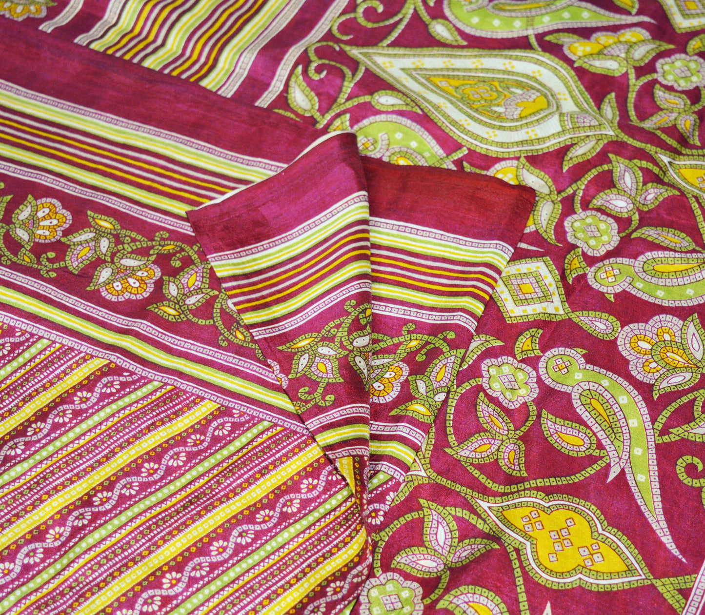 Indian Vintage Sari Pink Pure Silk Bandhani Printed Sarees Fabric 6yd Sewing Craft Fabric DressMaking Soft