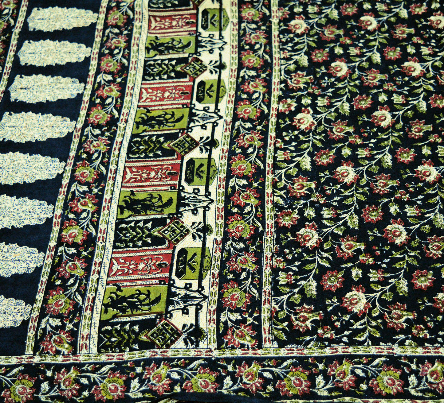Indian Vintage Sari Black Pure Crepe Silk Block Printed Saree 5yard Sewing Floral Soft Craft Fabric Wrap