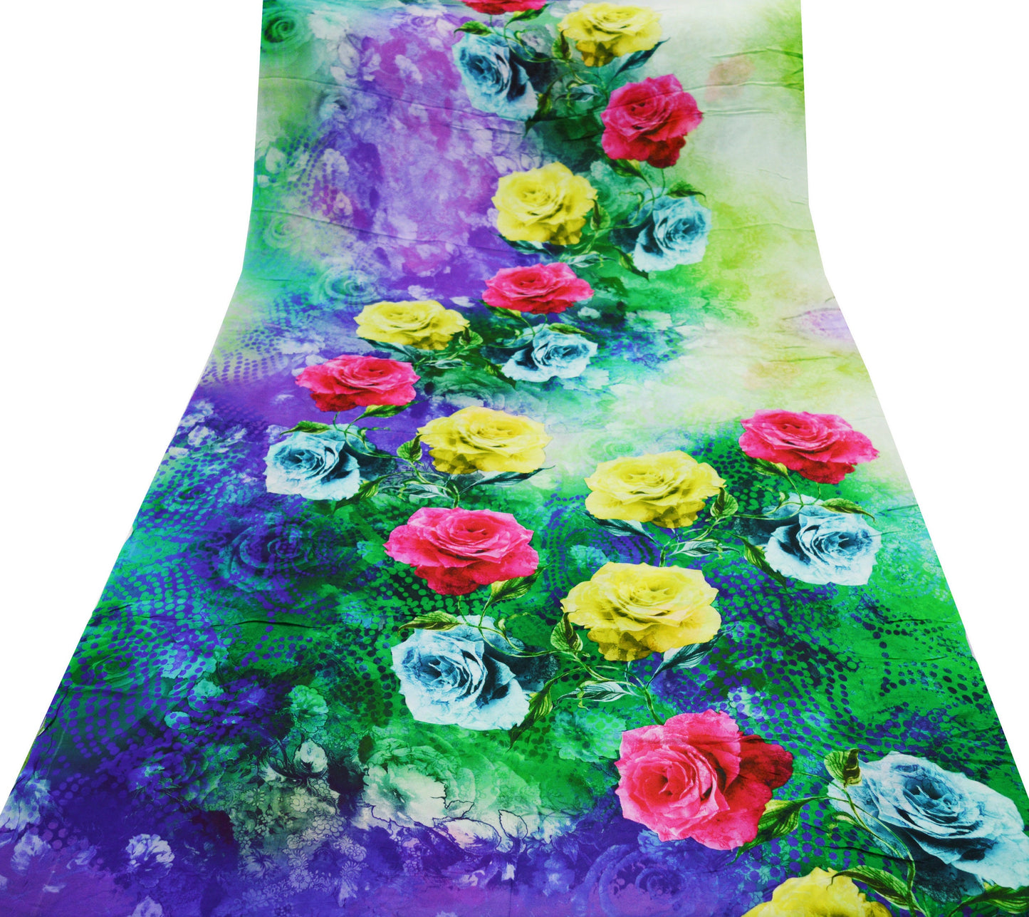 Vintage Sari Multi Blend Georgette Digital Printed Saree Sewing 5yd Craft Soft Floral Crafting Dress Making