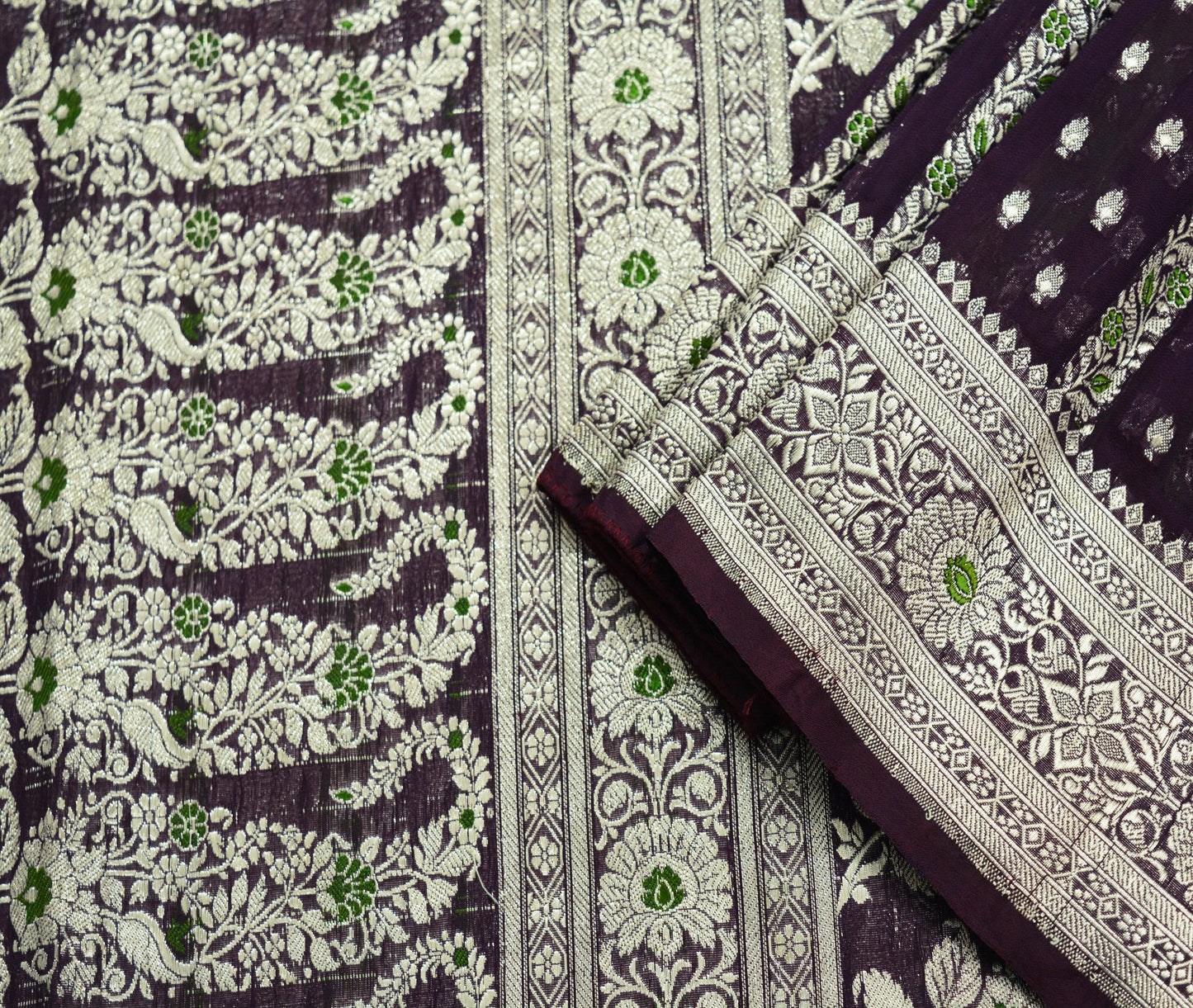 Indian Vintage Sari Purple Heavy Wedding Pure Silk Woven Banarasi Brocade Saree Golden Zari 5Yard