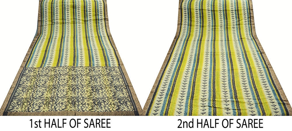 Indian Vintage Multi Saree Pure Silk Hand Woven Odisha Ikat Patola Indian Sari Fabric 5Yard Zari Ethnic