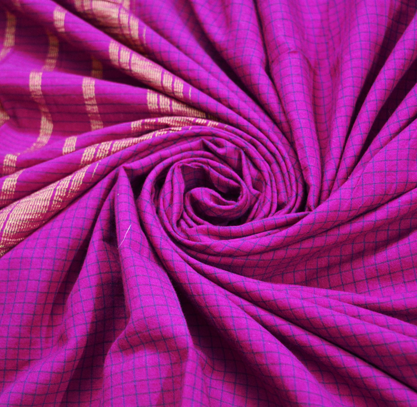 Vintage Sari Purple Pure Cotton Hand Woven Saree Golden Zari 5Yard Soft Floral Golden Zari