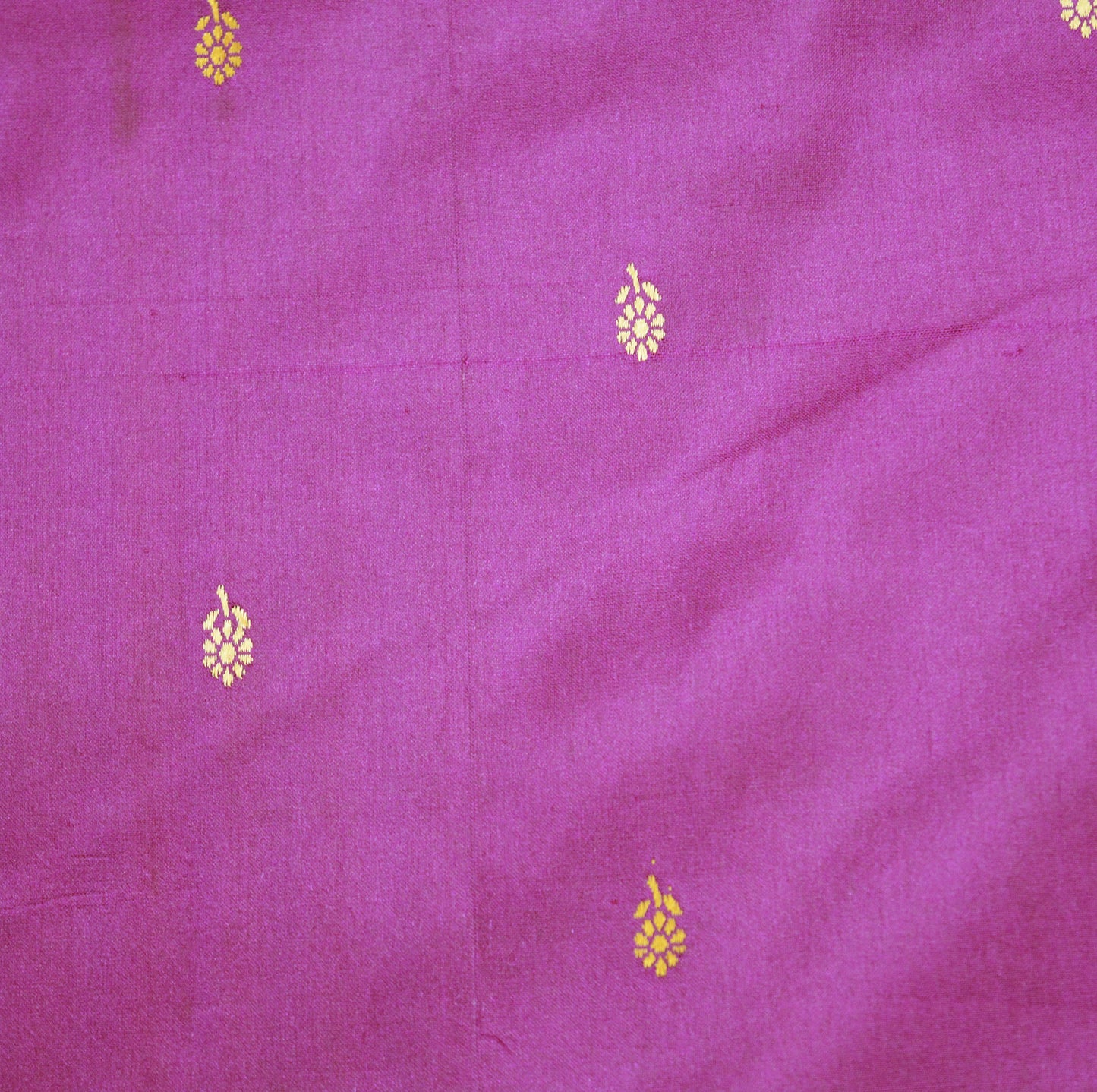 Indian Vintage Sari Purple Pure Silk Hand Woven Sarees Fabric 5Yard Sewing Ethnic Floral