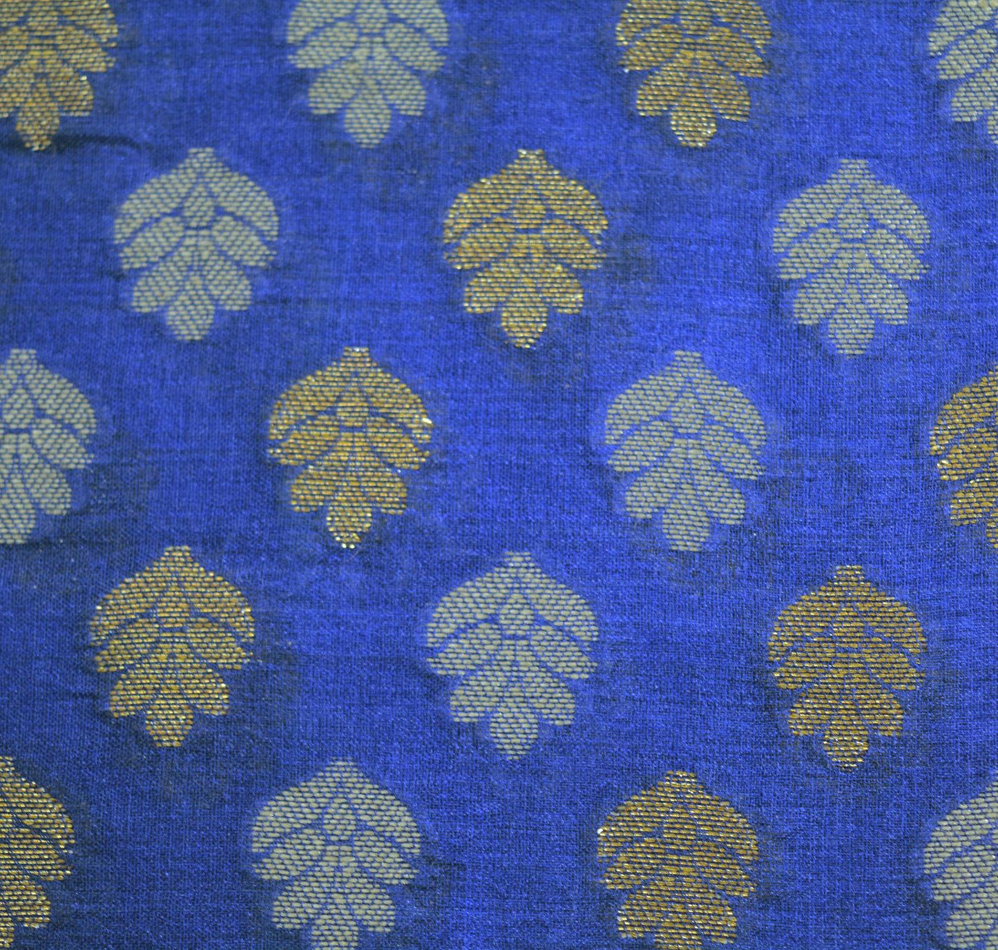 Indian Vintage Sari Blue Pure Tussar Silk Hand Woven Sarees Fabric 5Yard Sewing Ethnic Floral