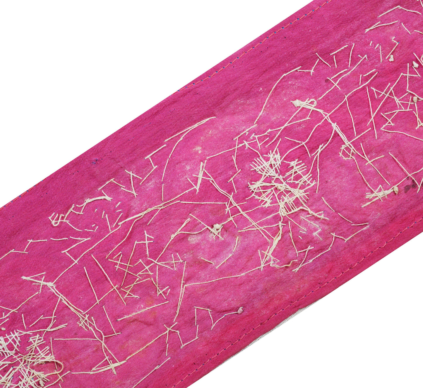 Indian Vintage Blue & Pink Sari Border Hand Embroidered Indian Craft Trim Lace Sewing Sari Ribbon Pure Crepe silk Zardozi/Dabka Zari