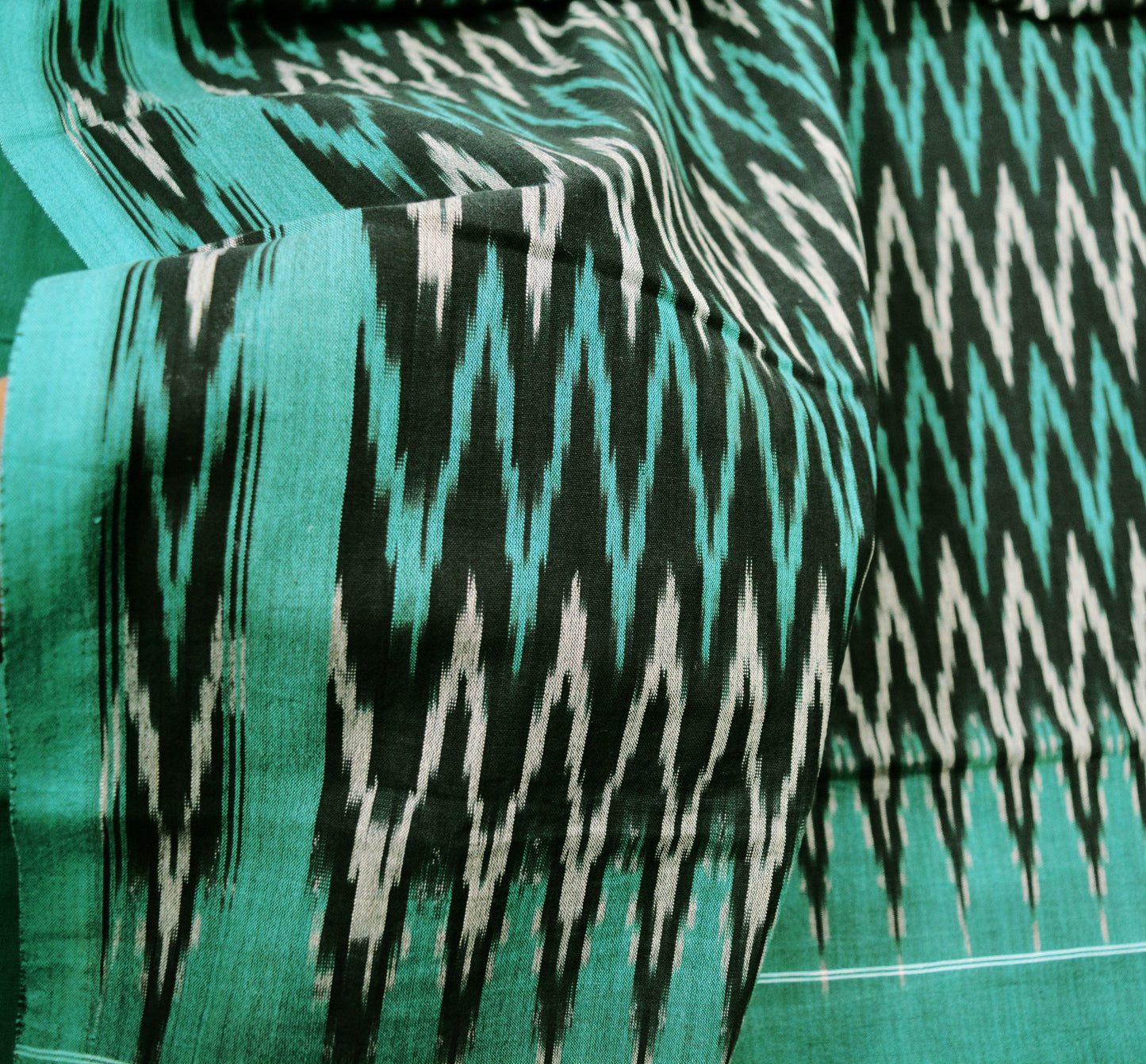 Indian Vintage Black & Blue Saree Pure Cotton Hand woven Sambalpuri Ikat Indian Sari Fabric 5Yard Ethnic
