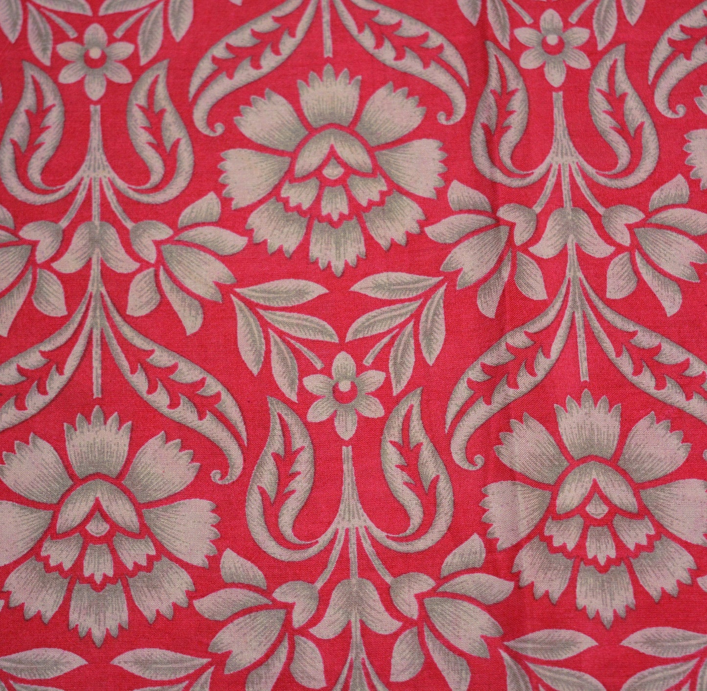 Indian Vintage Sari Red Pure Silk Printed Saree Craft Fabric 5yard Sewing DressMaking Soft Floral