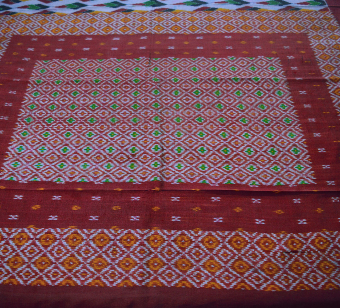 Indian Vintage Saree Gray & Maroon Pure Silk Hand Woven Ikat Indian Sari Fabric 5Yard Craft Ethnic Premium