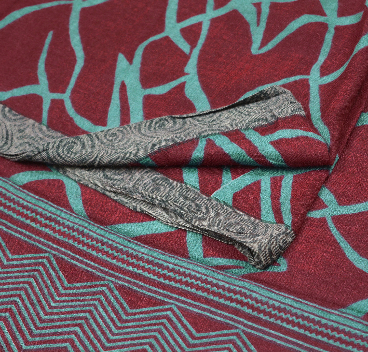 Vintage Maroon Saree Woven Printed Pure Woolen Indian Sari Fabric 5Yard Indian Sari Soft Floral Warm