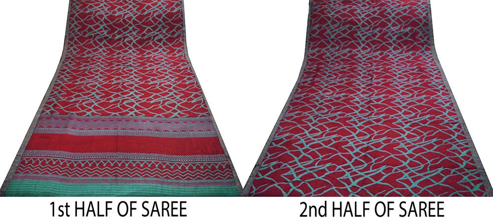 Vintage Maroon Saree Woven Printed Pure Woolen Indian Sari Fabric 5Yard Indian Sari Soft Floral Warm