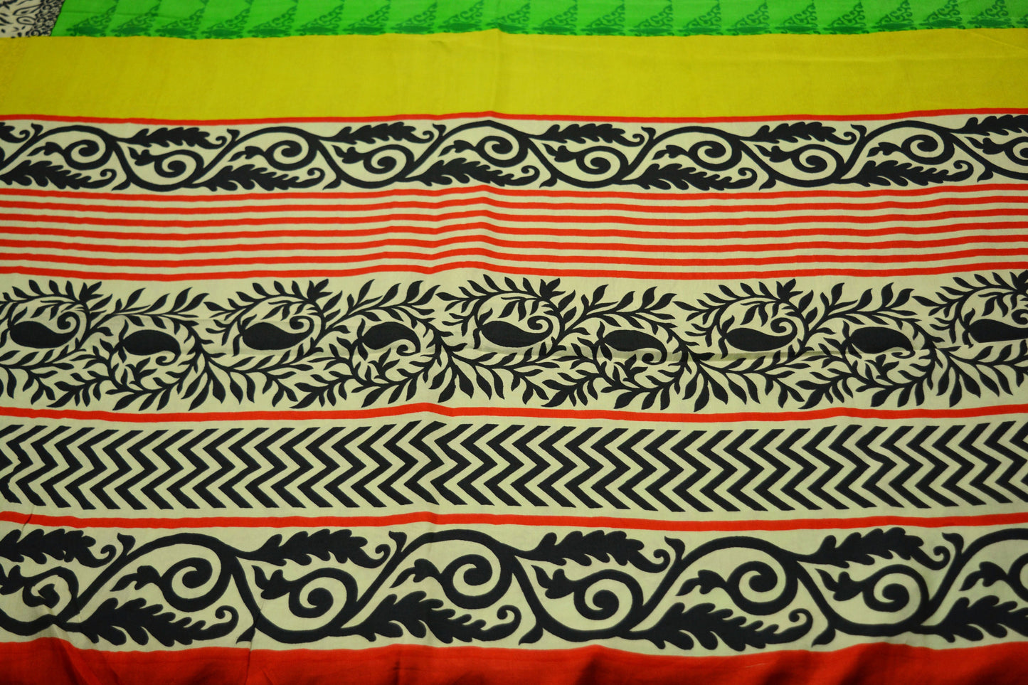 Indian Vintage Sari Green Pure Silk Printed Saree Craft Fabric 5yd Sewing Quilting DressMaking Soft Floral Design