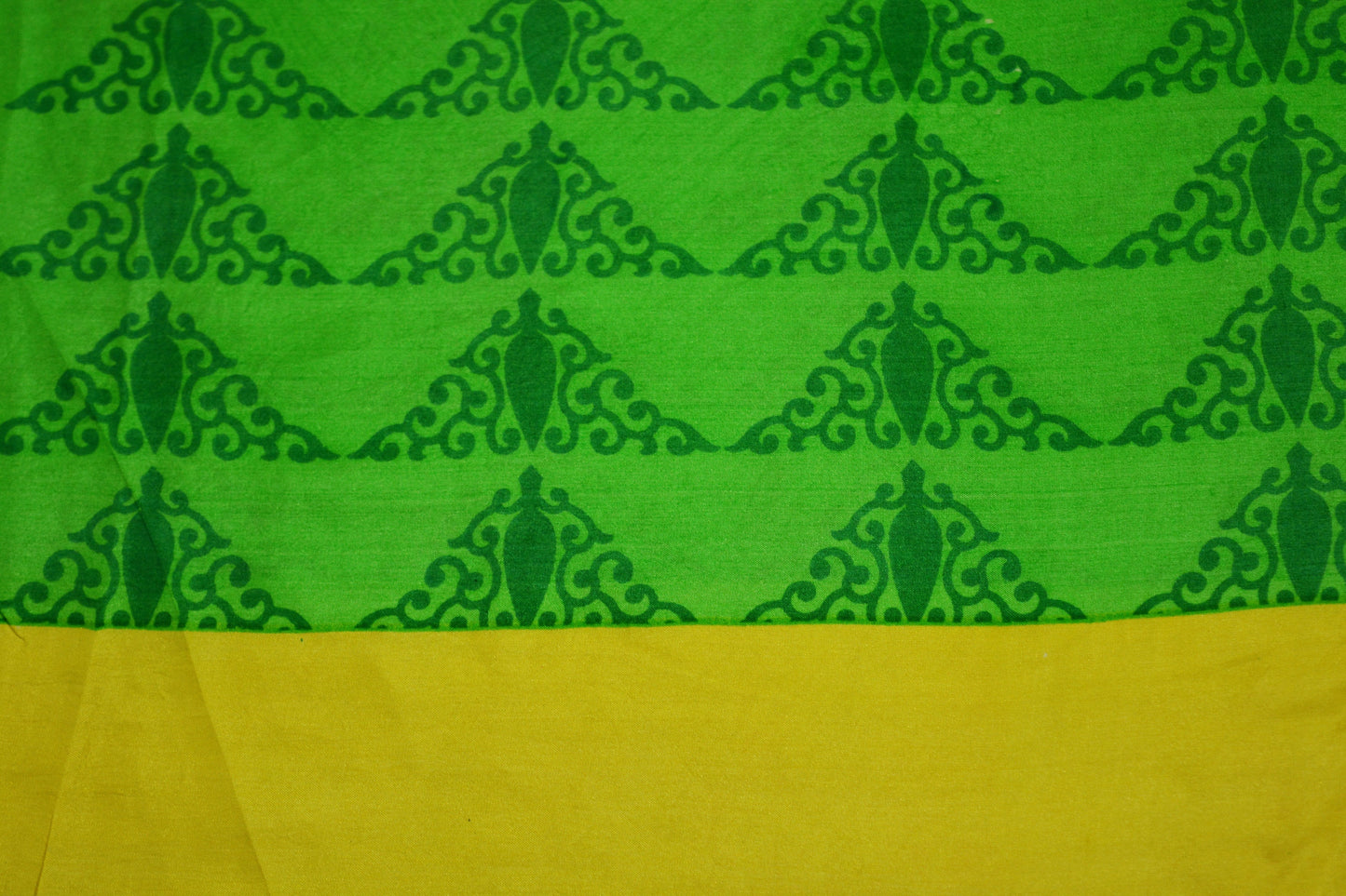 Indian Vintage Sari Green Pure Silk Printed Saree Craft Fabric 5yd Sewing Quilting DressMaking Soft Floral Design
