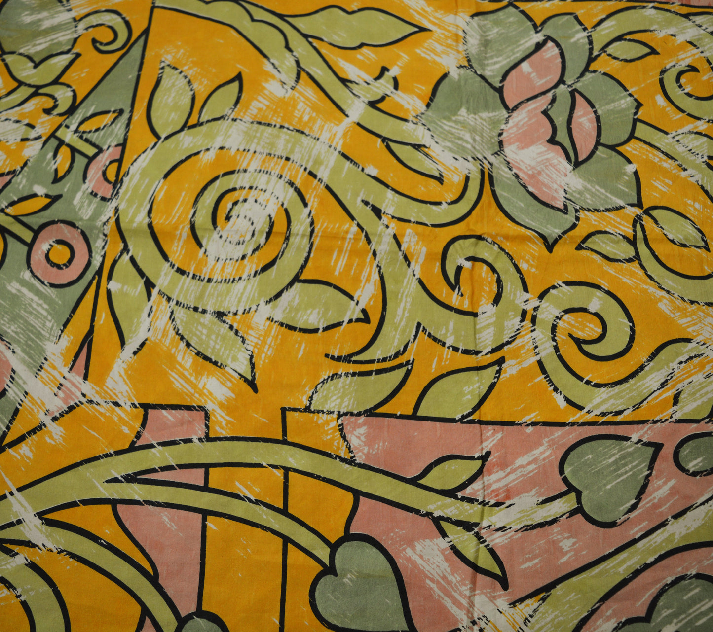 Indian Vintage Sari Peach Pure Silk Printed Saree Craft Fabric 5yd Sewing Floral DressMaking Soft Floral