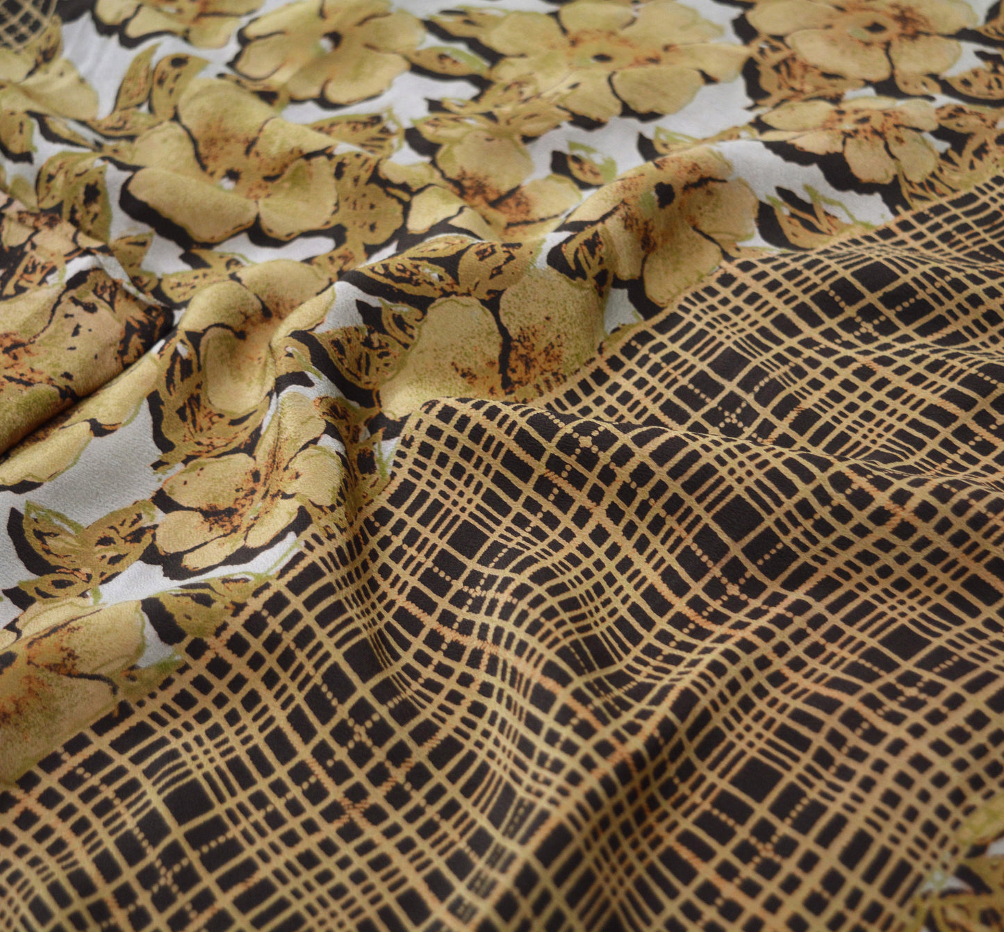 Indian Vintage Sari Pure Crepe Silk Tie-Dye Printed Saree 5yard Sewing Ethnic Wrap
