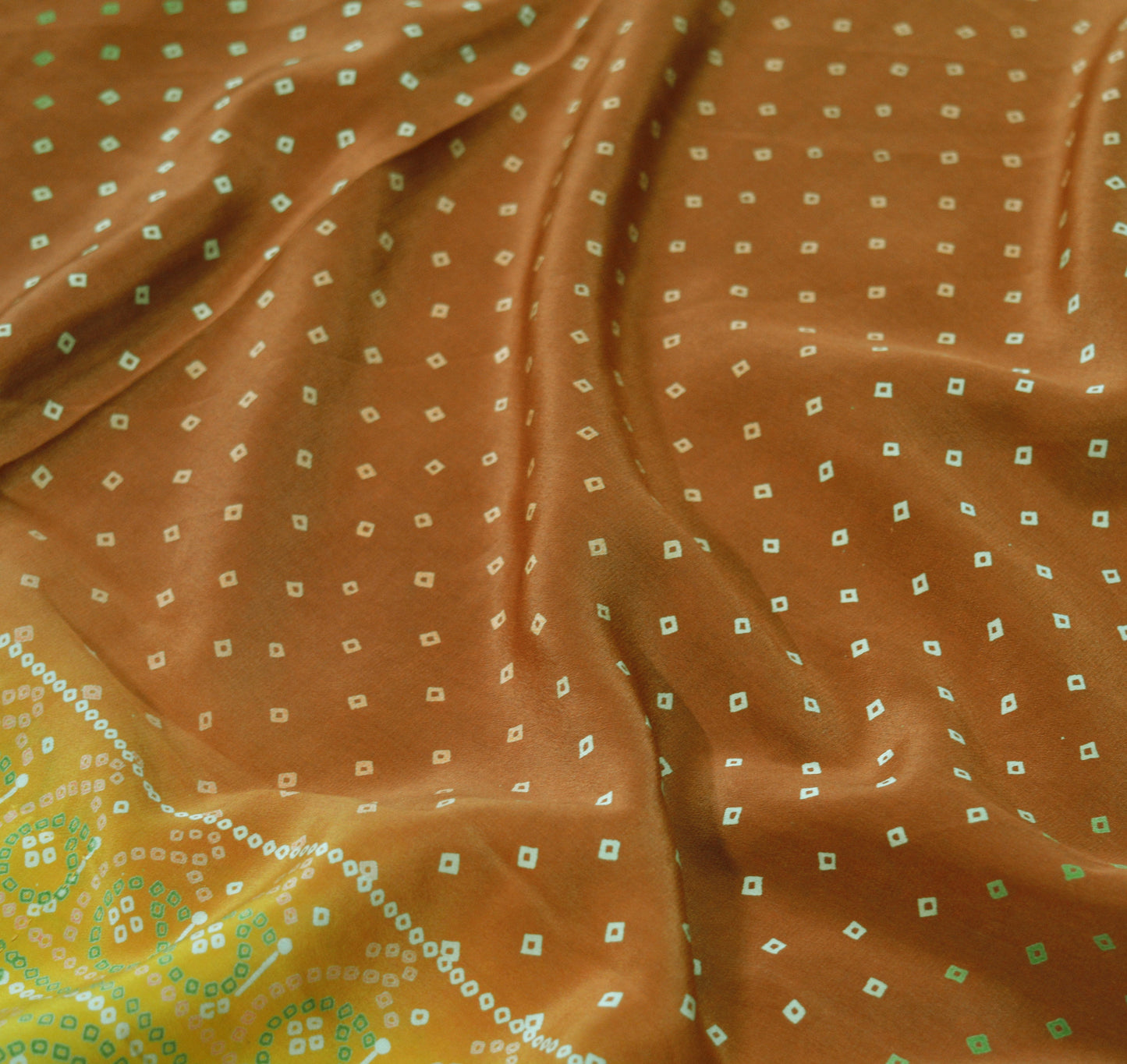 Indian Vintage Sari Pure Crepe Silk Bandani Printed Saree 7yd Sewing Soft Boho Wrap
