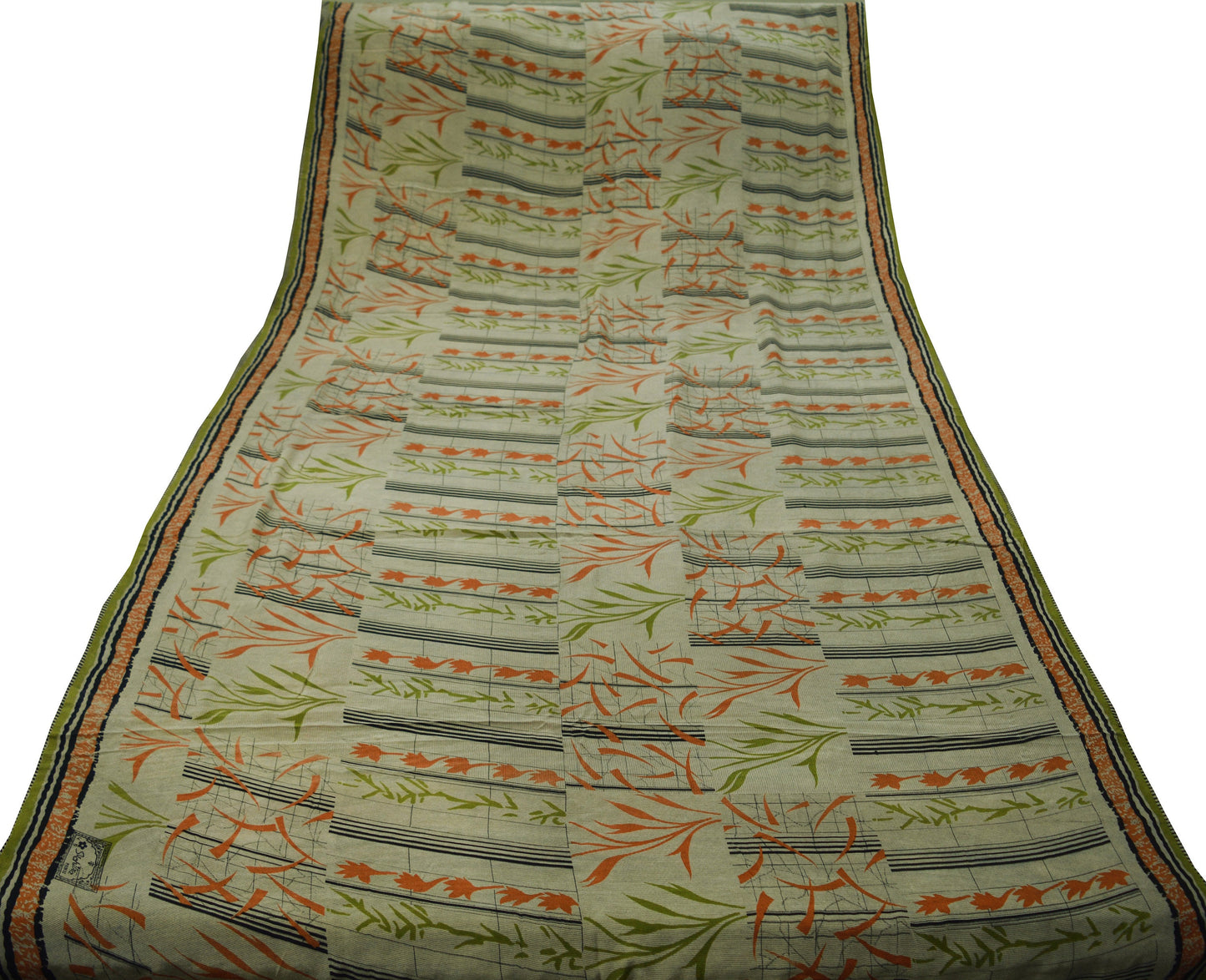 Indian Vintage Sari Pure Crepe Silk Printed Saree Craft Fabric 5yd Sewing Floral Wrap