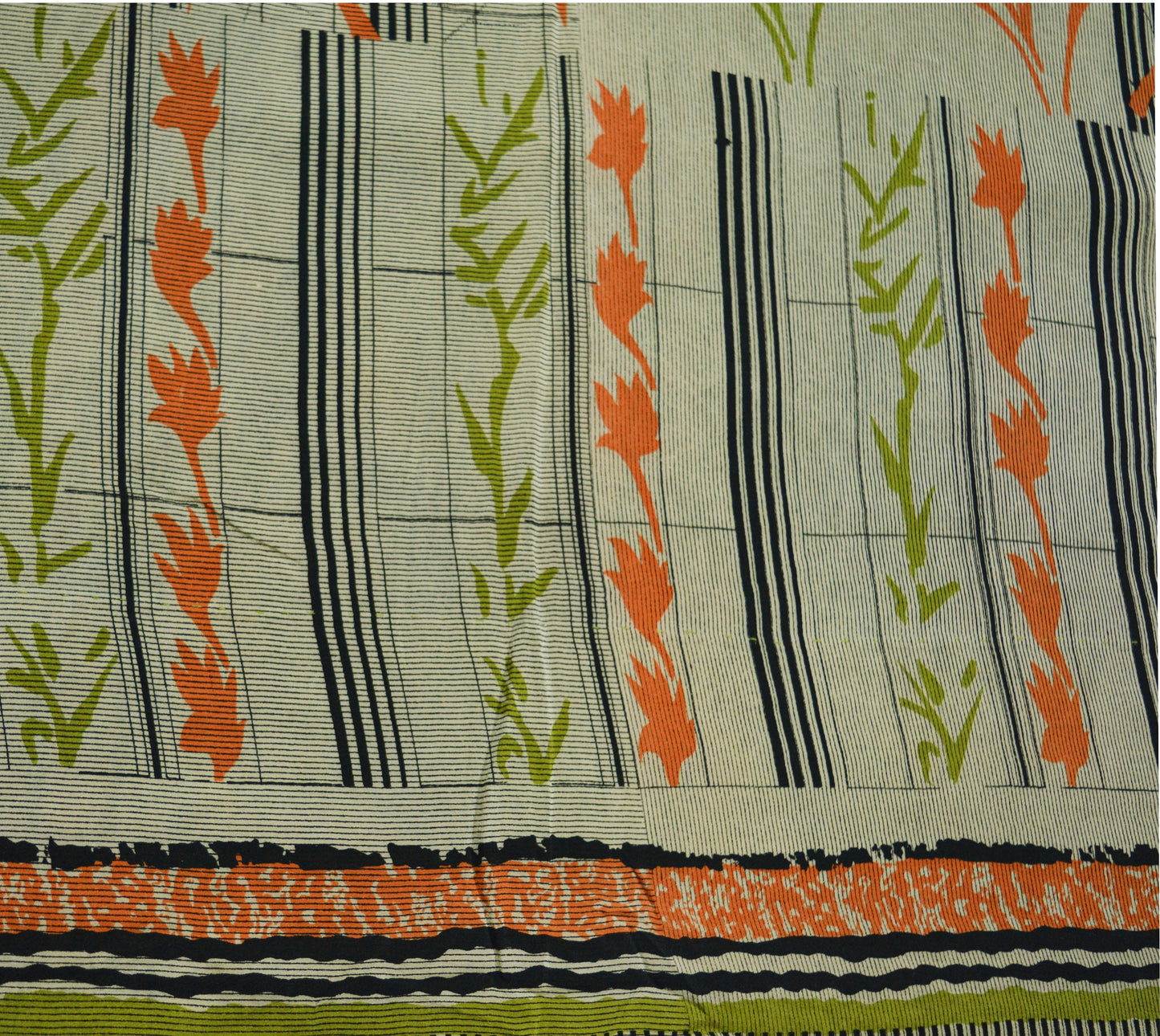 Indian Vintage Sari Pure Crepe Silk Printed Saree Craft Fabric 5yd Sewing Floral Wrap
