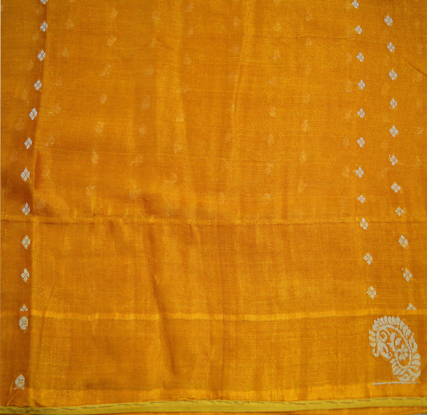 Indian Vintage Sari Saffron Artificial Silk Hand Woven Saree Fabric 5yard Sewing Craft DressMaking Soft Floral Ethnic
