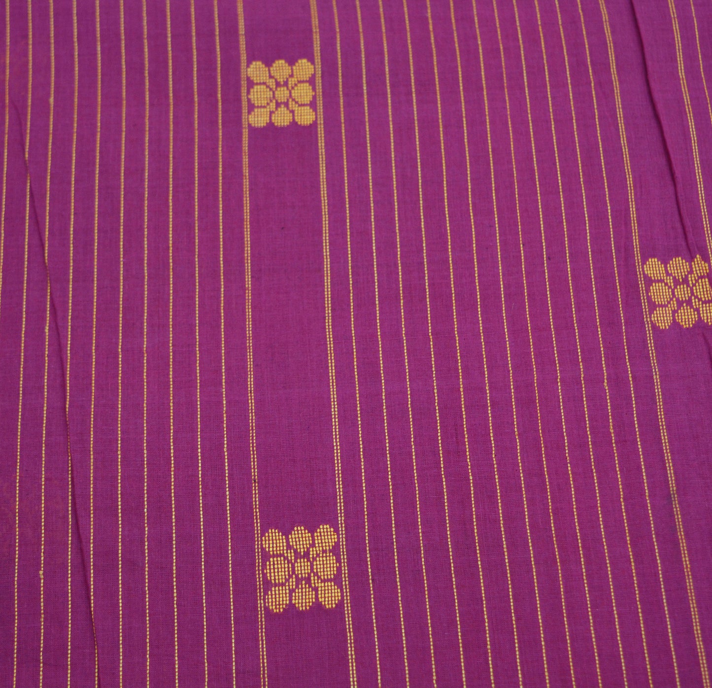Indian Vintage Sari Purple & Brown Pure Cotton Hand Woven Saree 5yard Ethnic Soft Floral Design