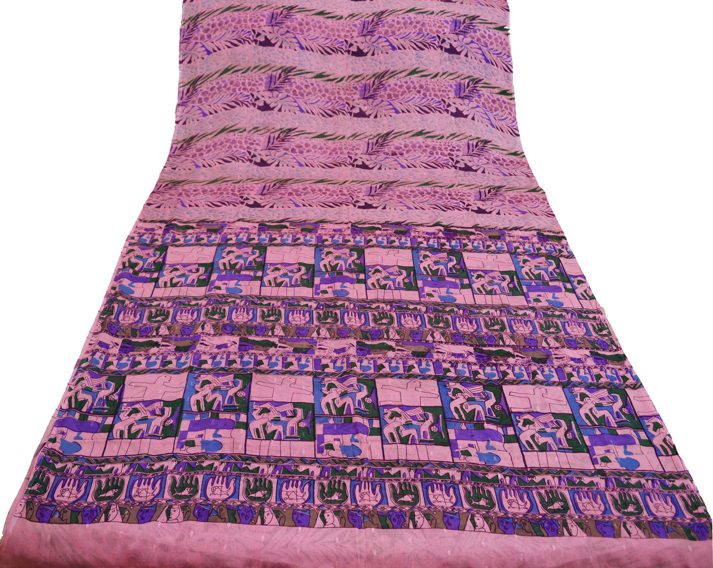 Indian Vintage Sari Pink 100% Pure Silk Printed Saree Fabric 5yard Sewing Craft DressMaking Soft Abstract