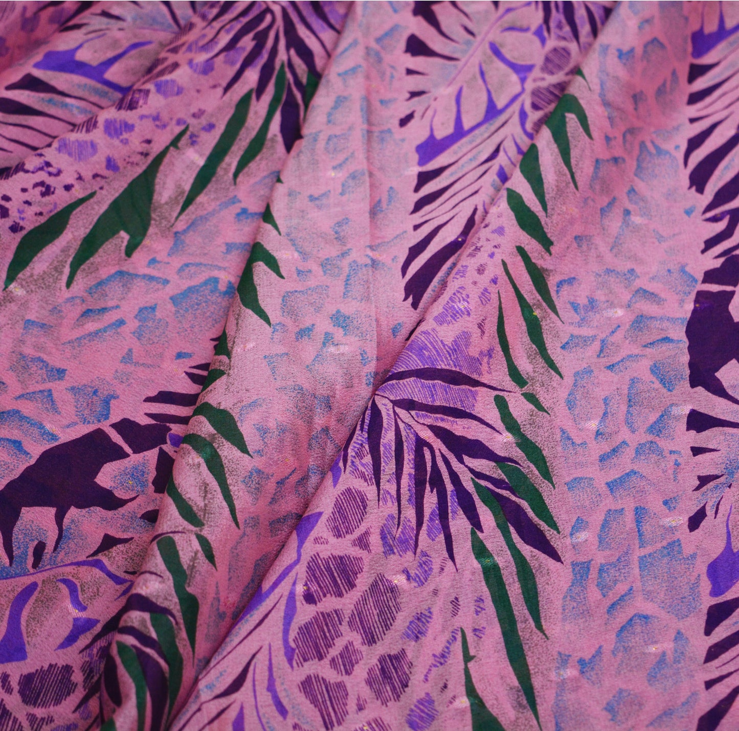 Indian Vintage Sari Pink 100% Pure Silk Printed Saree Fabric 5yard Sewing Craft DressMaking Soft Abstract