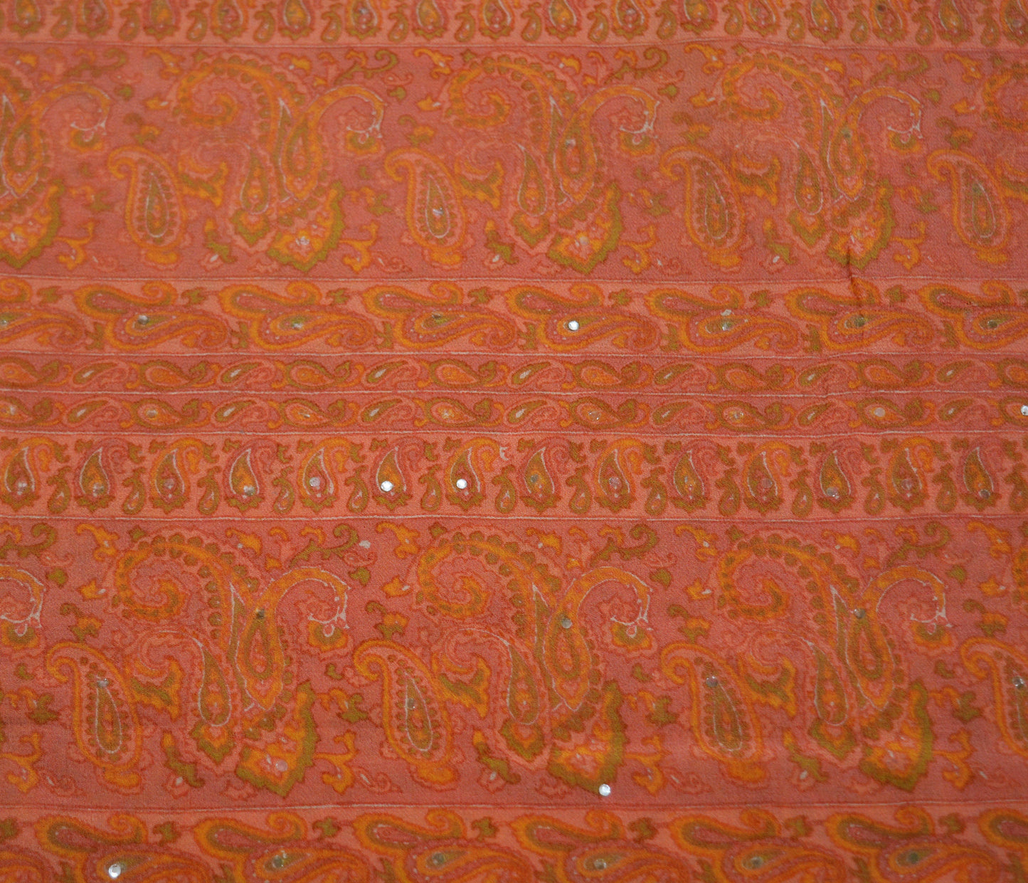 Indian Vintage Sari Peach Pure Georgette Silk Printed Saree Craft Fabric Sewing 5Yard Soft Light Dress Making Floral