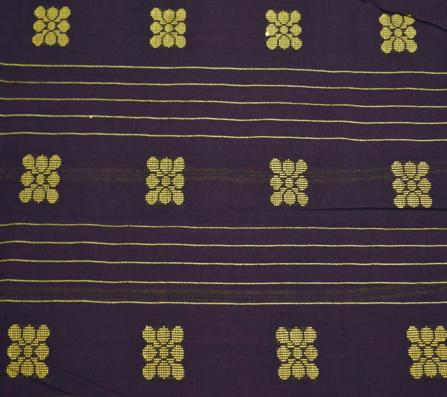 Indian Vintage Sari Purple & Brown Pure Cotton Hand Woven Saree 5yard Ethnic Soft Floral Design