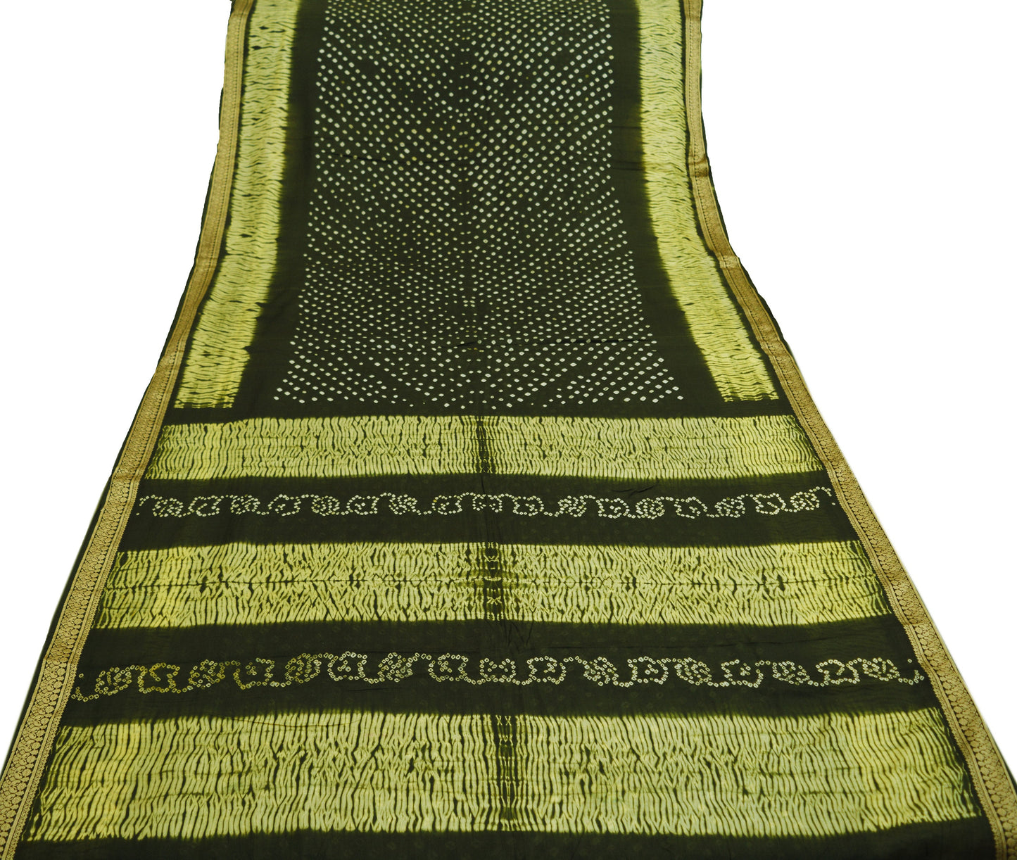 Indian Vintage Sari Pure Silk Leheria & Bandhani Printed Saree Fabric 5yard Sewing Craft DressMaking