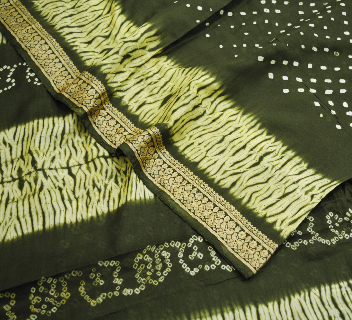 Indian Vintage Sari Pure Silk Leheria & Bandhani Printed Saree Fabric 5yard Sewing Craft DressMaking