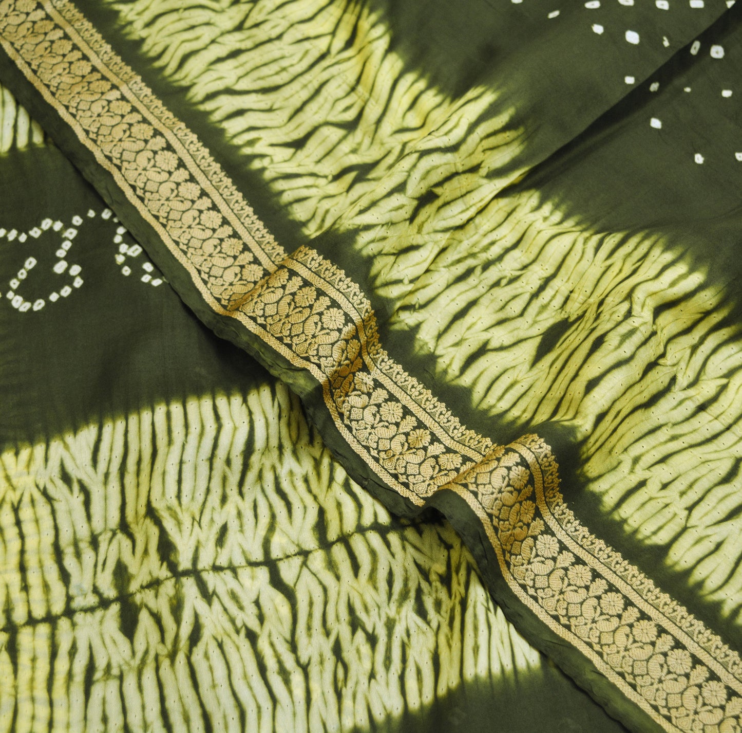 Indian Vintage Sari Pure Silk Leheria & Bandhani Printed Saree Fabric 5yard Sewing Craft DressMaking