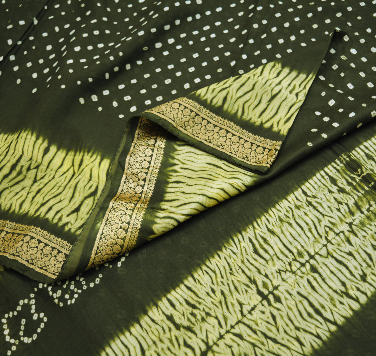Indian Vintage Sari Pure Silk Leheria & Bandhani Printed Saree Fabric 5yard Sewing Craft DressMaking