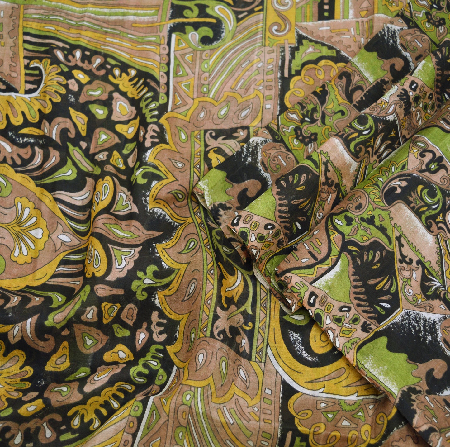 Indian Vintage Sari Black 100% Pure Silk Printed Saree Fabric 5yard Sewing Craft DressMaking Soft Abstract