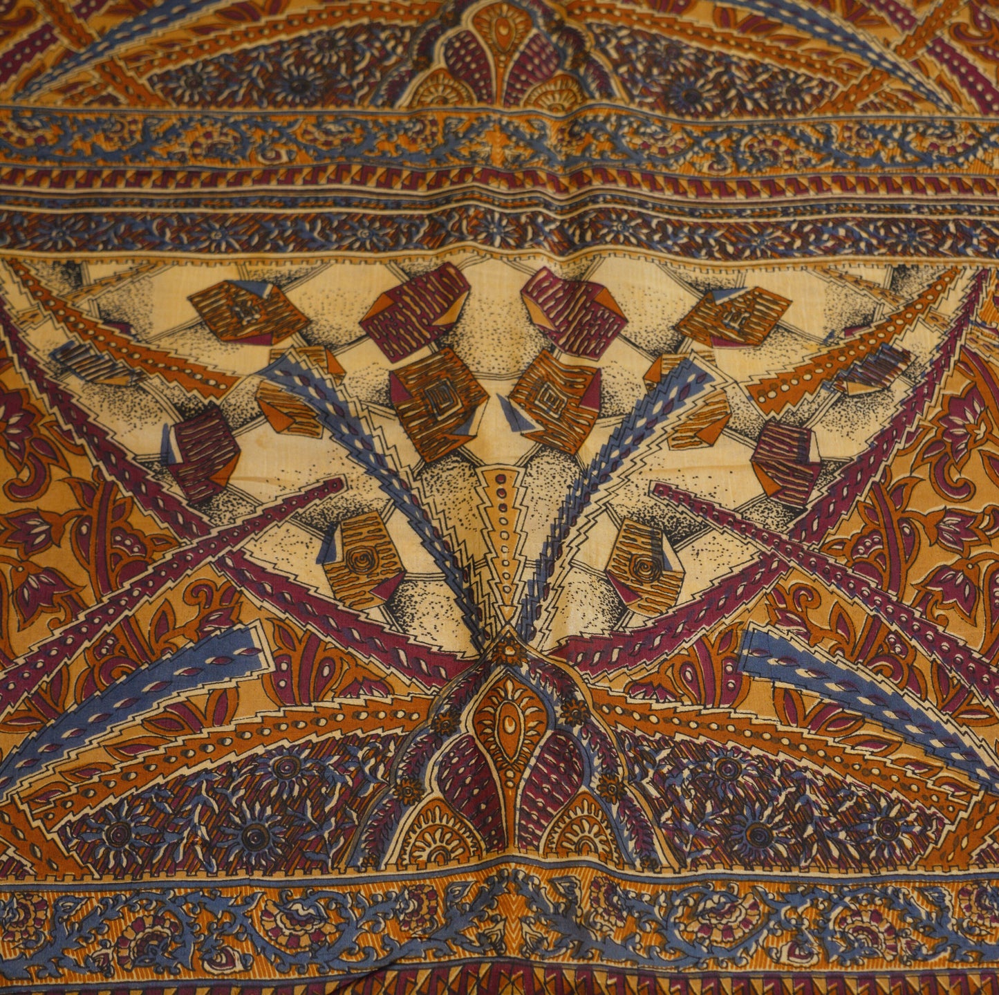 Indian Vintage Sari Brown & Beige Pure Silk Printed Saree Fabric 5yard Sewing Craft DressMaking Soft Abstract