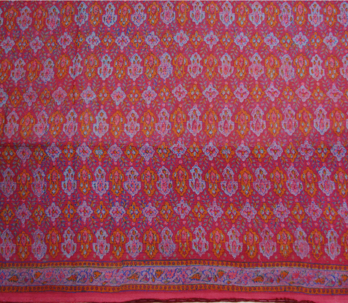 Women Vintage Sari Pink Pure Chiffon Silk Block Printed Saree Craft Fabric Sewing 5Yard Soft Light Sari Dress Making Floral