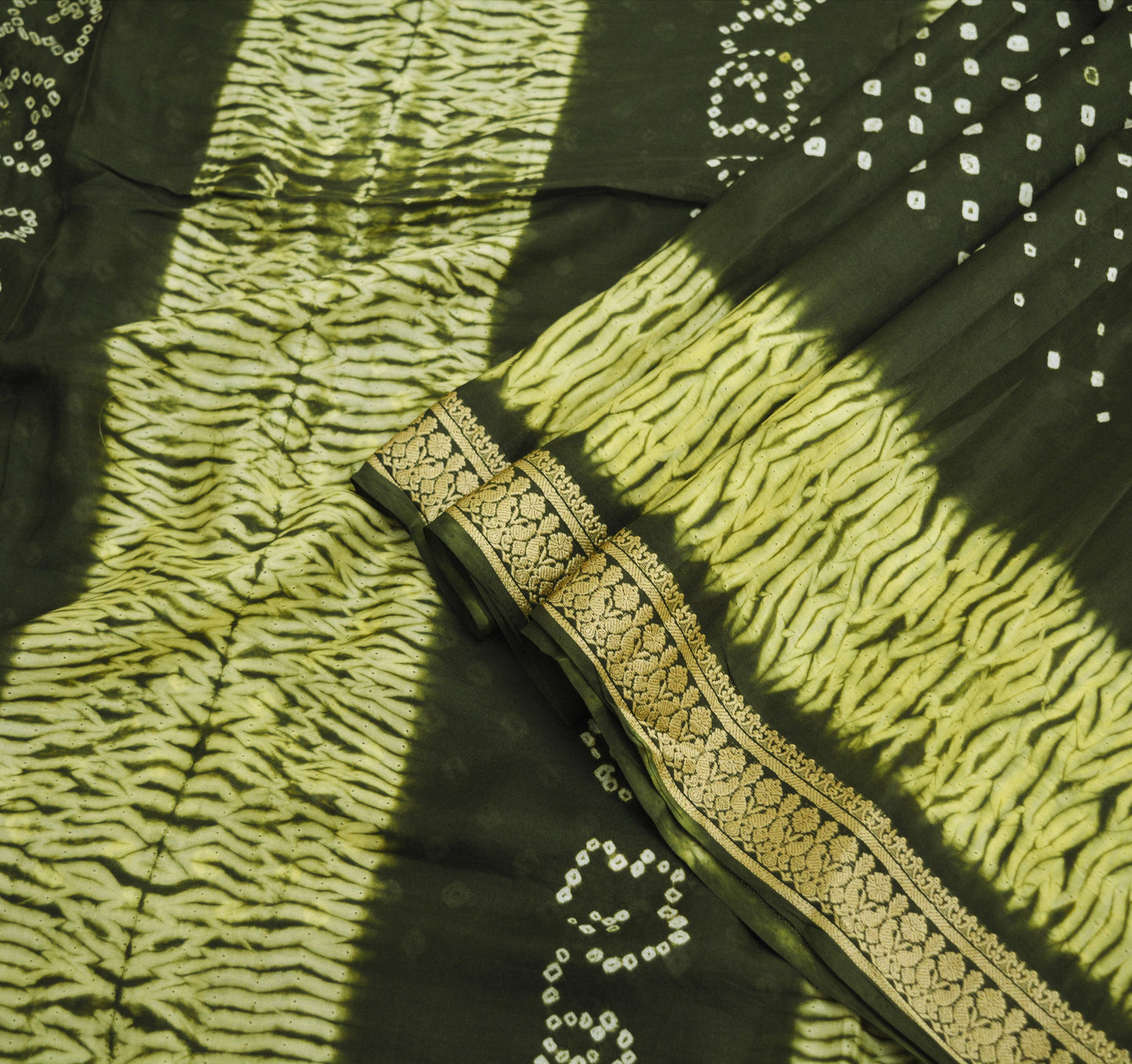 Indian Vintage Sari Pure Silk Leheria & Bandhani Printed Saree Fabric 5yard Sewing Craft DressMaking