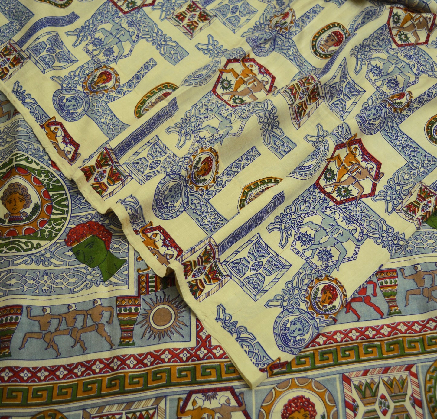 Indian Vintage Sari Ivory 100% Pure Silk Printed Saree Fabric 6yard Sewing Craft DressMaking Soft Humans