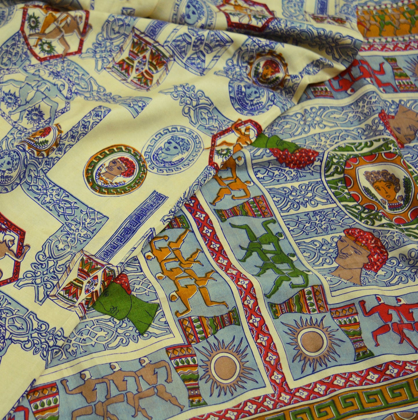 Indian Vintage Sari Ivory 100% Pure Silk Printed Saree Fabric 6yard Sewing Craft DressMaking Soft Humans