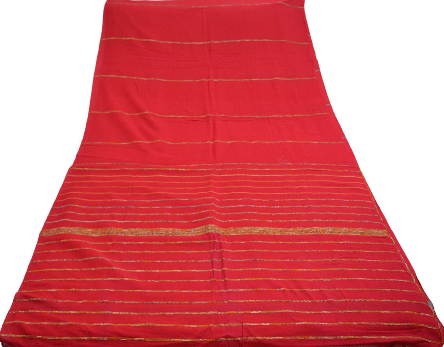 Indian Vintage Sari Red Embroidered Printed Pure Cotton Saree Craft Fabric 6Yard Sewing Sarong Wrap Boho