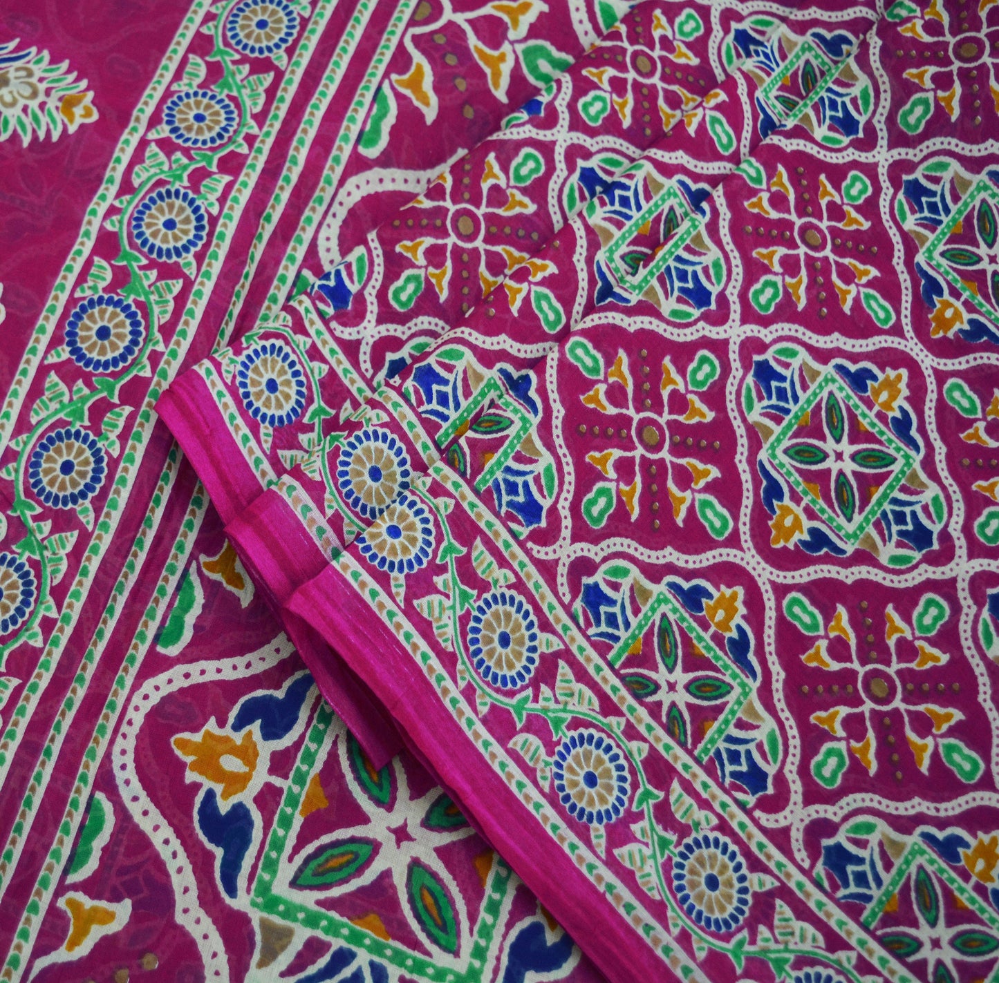 Indian Vintage Sari Pink Printed 100% Pure Cotton Saree Craft Fabric 5Yard Sewing Sarong Wrap Boho Floral