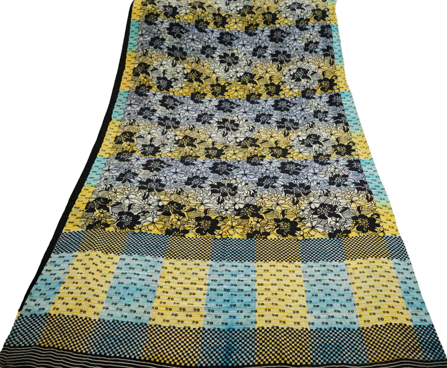 Indian Vintage Sari Multi Pure Crepe Silk Printed Saree 5yard Sewing Floral Soft Craft Fabric Wrap