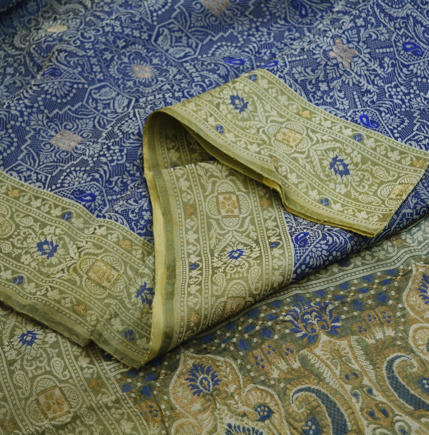 Indian Vintage Green Saree Hand Woven 100% Pure Organza Silk Indian Sari Fabric 5Yard Silk Sari Ethnic Floral