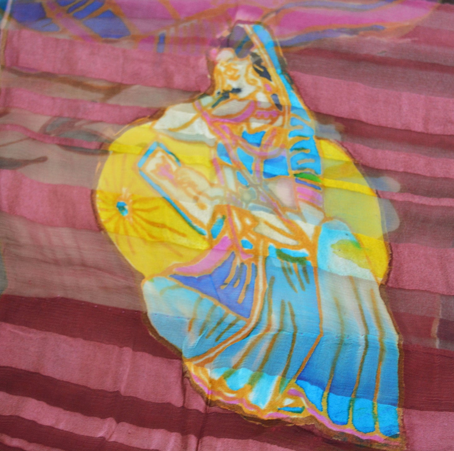 Women Vintage Sari Maroon & Beige Pure Chiffon Silk Saree Craft Fabric Sewing 6Yard Soft Light Sari Dress Making