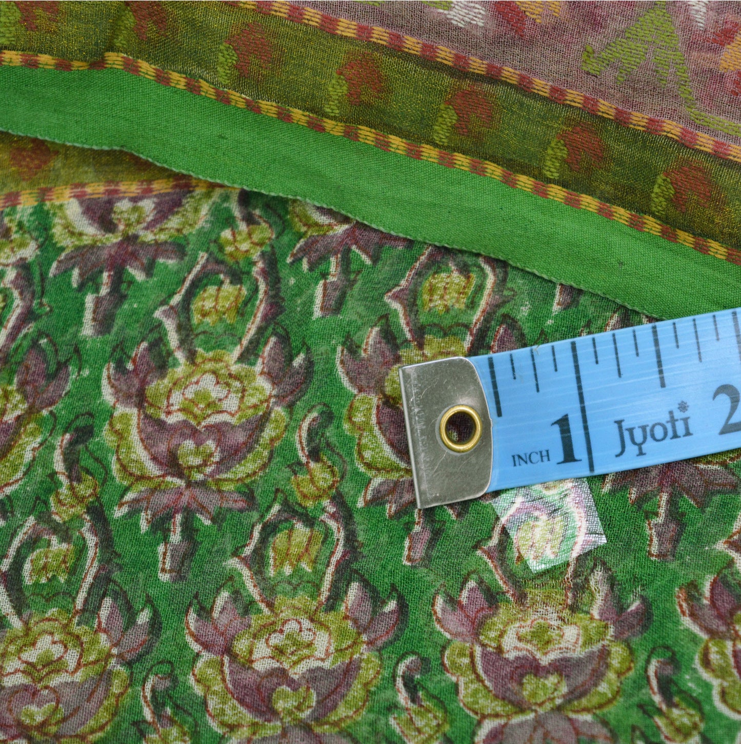 Women Vintage Sari Green Pure Chiffon Silk Printed Saree Craft Fabric Sewing 5Yard Soft Light Sari Dress Making