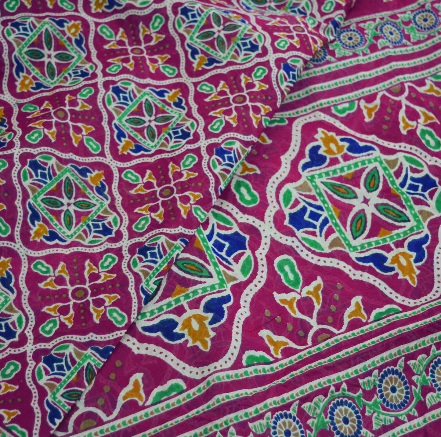 Indian Vintage Sari Pink Printed 100% Pure Cotton Saree Craft Fabric 5Yard Sewing Sarong Wrap Boho Floral