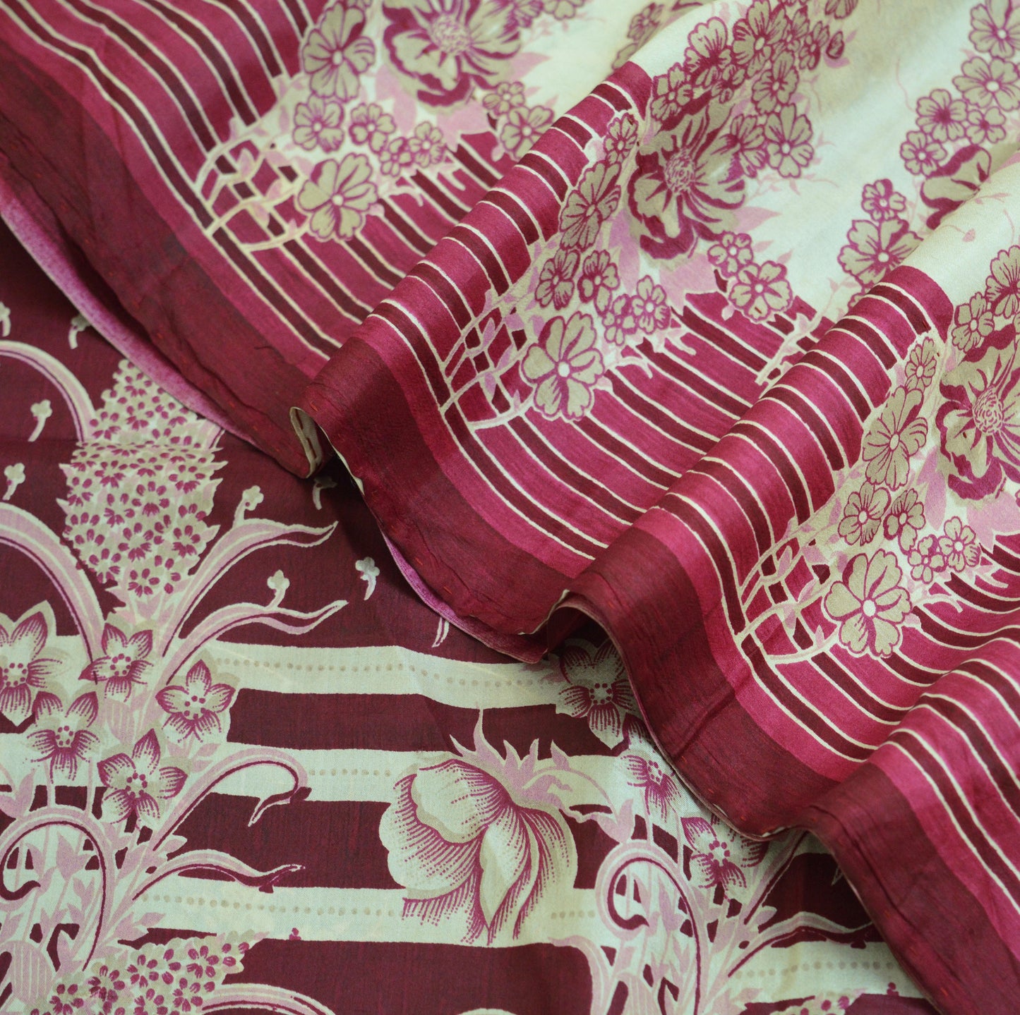 Indian Vintage Sari Maroon 100% Pure Silk Printed Sarees 6yard Sewing Craft Fabric DressMaking Soft Paisley