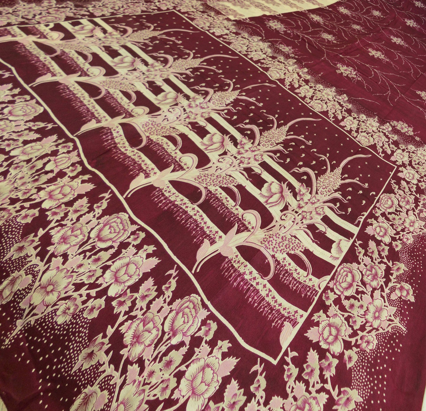 Indian Vintage Sari Maroon 100% Pure Silk Printed Sarees 6yard Sewing Craft Fabric DressMaking Soft Paisley