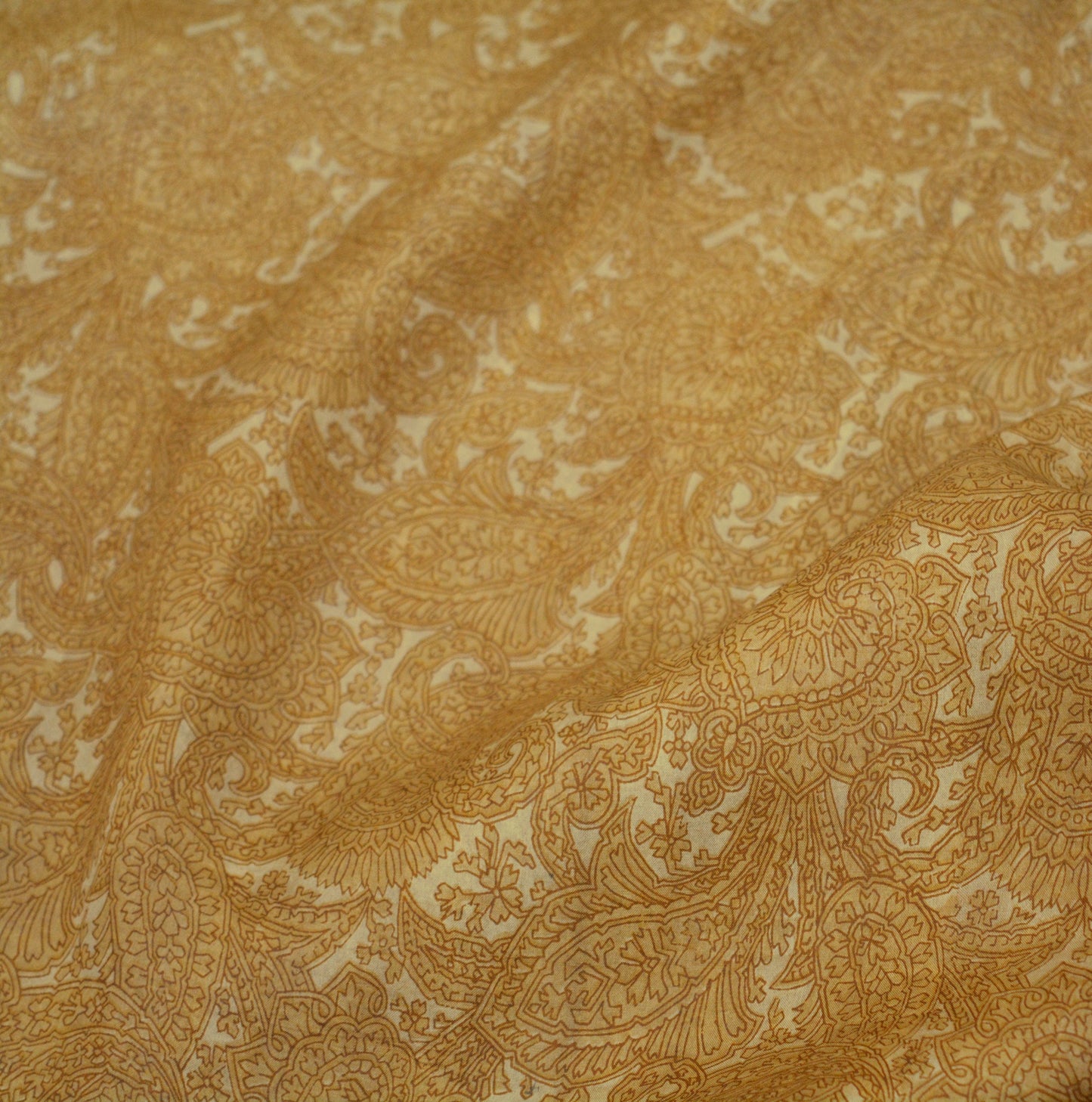 Indian Vintage Sari Mustard & Dark Red Pure Silk Printed Saree 5yd Sewing Craft Fabric DressMaking Floral